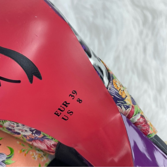 Poetic License Passion Fruit Animal Floral Print Leather Slingback Kitten Heels - Picture 9 of 9